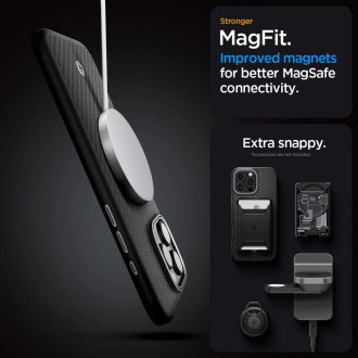 Spigen Enzo Aramid Mag Case with MagSafe for iPhone 16 Pro Max - Black and Silver
