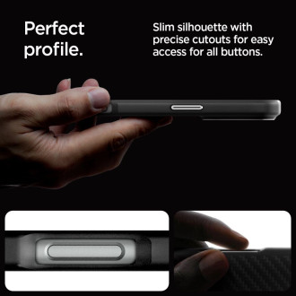 Spigen Enzo Aramid Mag Case with MagSafe for iPhone 16 Pro Max - Black and Silver