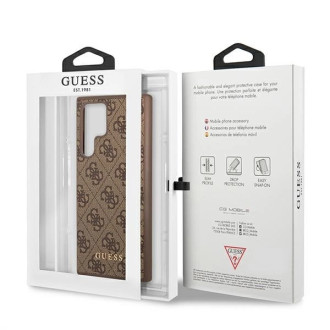 Guess GUHCS22LG4GFBR S22 Ultra S908 brązowy/brown hard case 4G Metal Gold Logo