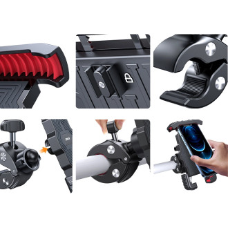 Wozinsky Metal Armored Phone / Scooter / Motorcycle Bike Holder black (WBHBK4)