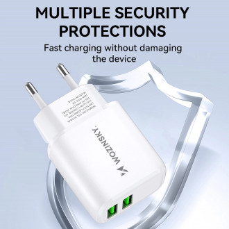 Wozinsky CUWCW 2.4A 2 x USB-A nástěnná nabíječka - bílá