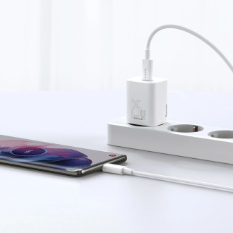 Baseus Si USB-C 25W 3A fast charger with USB-C / USB-C 1m cable - white