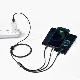 Baseus Tungsten kabel 3v1 USB - USB typu C / Lightning / micro USB 3,5 A 1,5 m černý (CAMLTWJ-01)