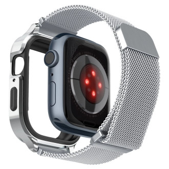 Spigen Metal Fit Pro Case and Strap Set for Apple Watch 4/5/6/7/8/9/SE (44/45mm) - Silver