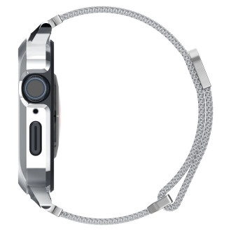 Spigen Metal Fit Pro Case and Strap Set for Apple Watch 4/5/6/7/8/9/SE (44/45mm) - Silver