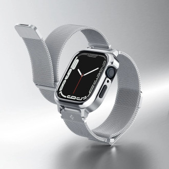 Spigen Metal Fit Pro Case and Strap Set for Apple Watch 4/5/6/7/8/9/SE (44/45mm) - Silver