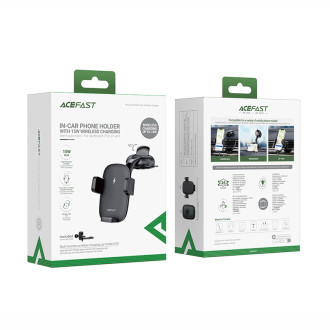 Acefast automatic phone holder for windshield, cockpit and air vent with Qi 15W wireless charger black (D10)