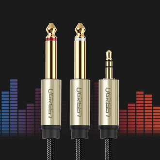 Ugreen cable audio cable mini jack 3.5 mm - 2 x jack 6.35 mm 2m gray (AV126)