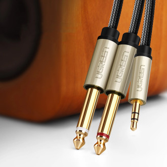 Ugreen cable audio cable mini jack 3.5 mm - 2 x jack 6.35 mm 2m gray (AV126)