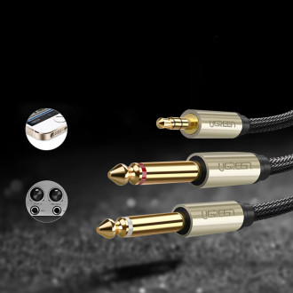 Ugreen cable audio cable mini jack 3.5 mm - 2 x jack 6.35 mm 2m gray (AV126)