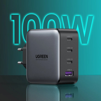 Ugreen GaN fast charger 3x USB Type C / USB Power Delivery 3.0 QuickCharge 4+ FCP SCP AFC 100W EU black (CD226 40747)