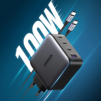 Ugreen GaN fast charger 3x USB Type C / USB Power Delivery 3.0 QuickCharge 4+ FCP SCP AFC 100W EU black (CD226 40747)