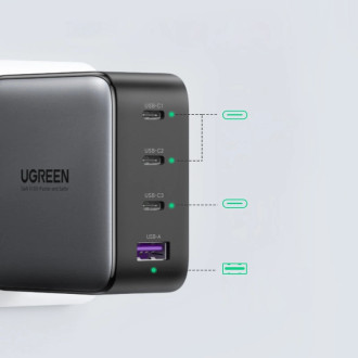Ugreen GaN fast charger 3x USB Type C / USB Power Delivery 3.0 QuickCharge 4+ FCP SCP AFC 100W EU black (CD226 40747)