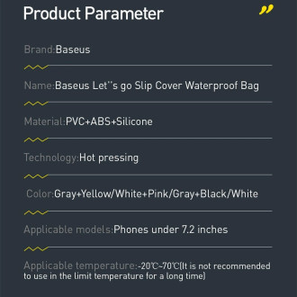 Baseus universal waterproof cover phone case (max 7.2´´) for the pool by the water IPX8 yellow (ACFSD-DGY)