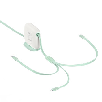 Baseus Traction Series 3 v 1 zatahovací kabel USB typu C – micro USB / USB typu C / Lightning Power Delivery 100 W 1,7 m zelený (CAQY000006)