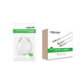 Ugreen cable cable headphone splitter 3.5 mm mini jack AUX microphone 20cm (microphone + stereo output) silver (30619)