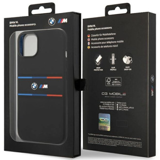 BMW M Silicone Tricolor Lines case for iPhone 15 / 14 / 13 - black