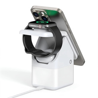 Duzzona W20 15W 4in1 inductive charger for iPhone / AirPods / Apple Watch with night lamp - white