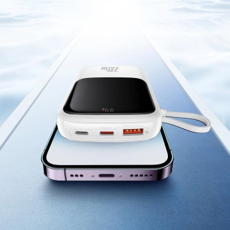 Powerbanka Baseus Qpow Digital Display s rychlým nabíjením 10000mAh 22,5W QC/PD/SCP/FCP s vestavěným USB-C kabelem bílá