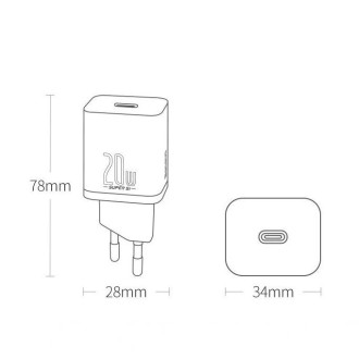 Baseus Super Si 1C rychlá nabíječka USB typu C 20 W Power Delivery černá (CCSUP-B01)