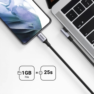Ugreen US334 USB-C / USB-C 90º 480Mb/s 2m úhlový kabel – černý