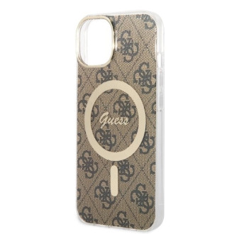Set Guess GUBPP14SH4EACSW Case+ Charger iPhone 14 6.1&quot; brown/brown hard case 4G Print MagSafe