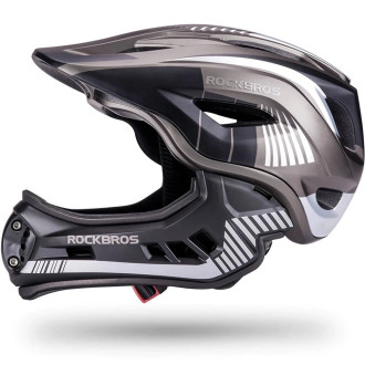 Rockbros TT-32SBTG-M children&#39;s bicycle helmet with removable chinbar, size M - gray