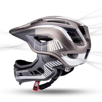 Rockbros TT-32SBTG-M children&#39;s bicycle helmet with removable chinbar, size M - gray