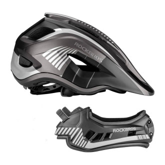 Rockbros TT-32SBTG-M children&#39;s bicycle helmet with removable chinbar, size M - gray