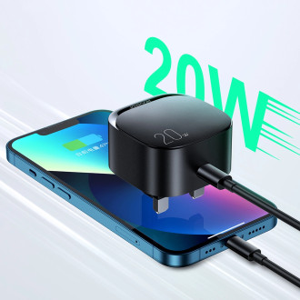 Small Fast USB Type C PD Charger 20W UK Plug Black (L-P210)
