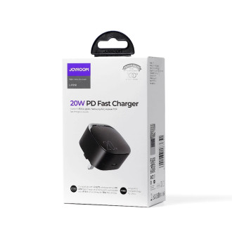 Small Fast USB Type C PD Charger 20W UK Plug Black (L-P210)