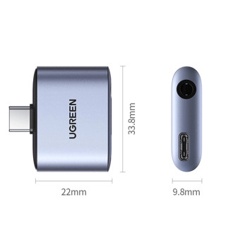 Ugreen CM231 USB-C mini jack 3.5 mm audio adapter - gray