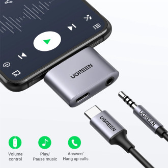 Ugreen CM231 USB-C mini jack 3.5 mm audio adapter - gray