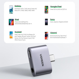 Ugreen CM231 USB-C mini jack 3.5 mm audio adapter - gray