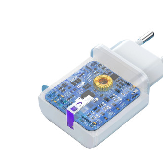 Dudao A20EU USB-A 18W network charger - white + USB-A - USB-C cable