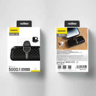Dudao K20SL 5000mAh mini power bank with Lightning / USB-C connectors - black