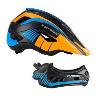 Rockbros TT-32SOBL-M children&#39;s bicycle helmet with removable chinbar, size M - black and orange