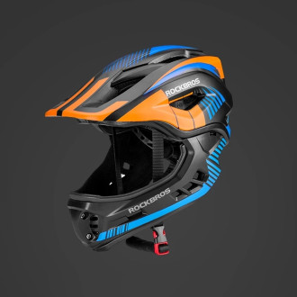 Rockbros TT-32SOBL-M children&#39;s bicycle helmet with removable chinbar, size M - black and orange