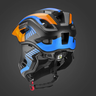 Rockbros TT-32SOBL-M children&#39;s bicycle helmet with removable chinbar, size M - black and orange