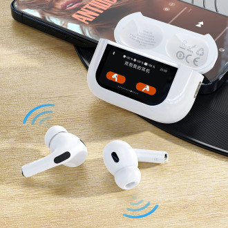 Dudao U19 in-ear TWS wireless Bluetooth 5.3 headphones with LED display - white