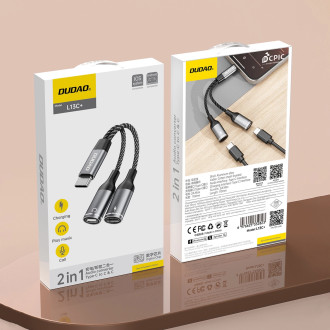 Dudao L13C+ 2in1 USB-C Adapter - Gray