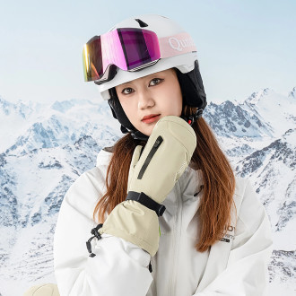 Qunature Full Length Ski Gloves Size M - Light Brown