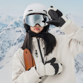 Qunature Panda Ski Gloves for Kids and Adults Size S - Black/White