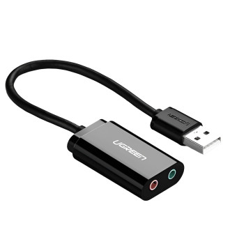[ON RETURN] Ugreen external sound card music adapter USB - 3.5 mm mini jack 15cm black (30724)