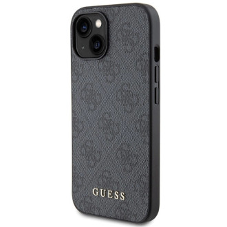 Guess 4G Metal Gold Logo case for iPhone 15 - gray