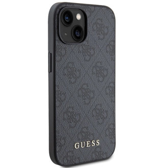 Guess 4G Metal Gold Logo case for iPhone 15 - gray