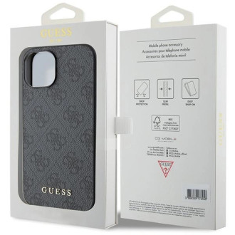 Guess 4G Metal Gold Logo case for iPhone 15 - gray