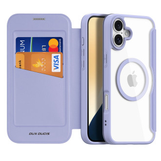 Dux Ducis Skin X Pro iPhone 16 Case with MagSafe and Flip Cover - Purple