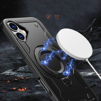 Hybrid Armor Trendy Case with MagSafe for iPhone 16 - Black