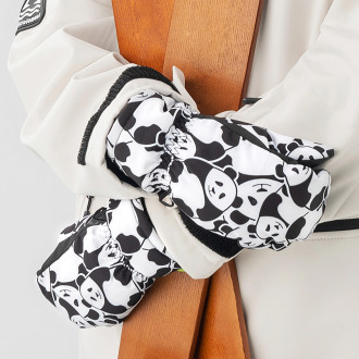 Qunature Panda Heat Transfer Ski Gloves Kids Size S - Black/White